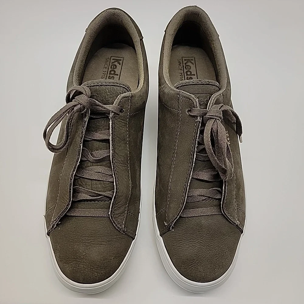 KEDS Rise Metro Women Sz 9 US EU 40 Taupe Nubuck Leather Platform Shoes Sneakers